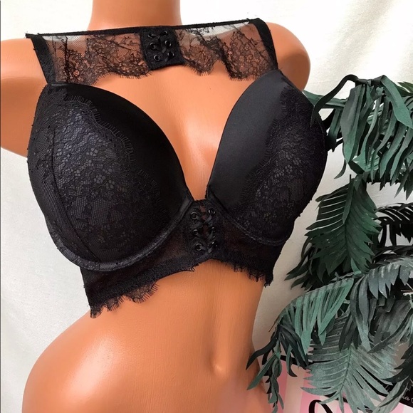Victoria’s Secret 38dd36dHIGH NECK LONGLINE BLACK PUSH UP BRA FASHION SHOW